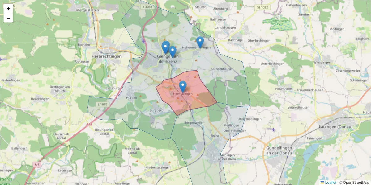 Karte des Postleitzahlen Bereichs  und der umliegenden Postleitzahlen in Deutschland