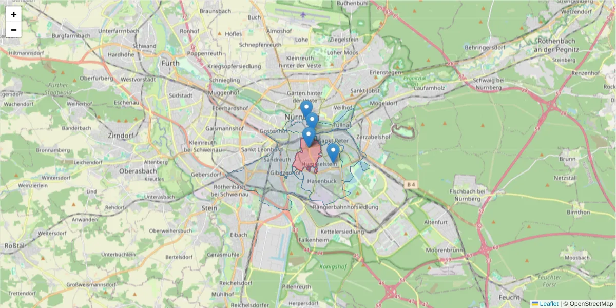 Karte des Postleitzahlen Bereichs  und der umliegenden Postleitzahlen in Deutschland