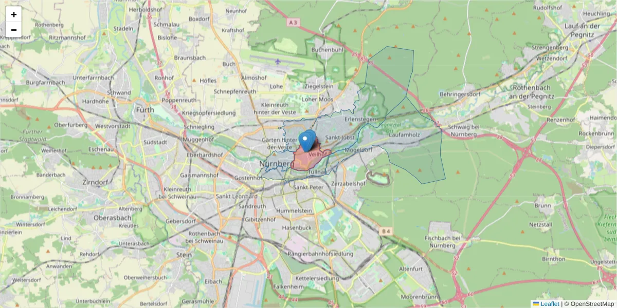 Karte des Postleitzahlen Bereichs  und der umliegenden Postleitzahlen in Deutschland
