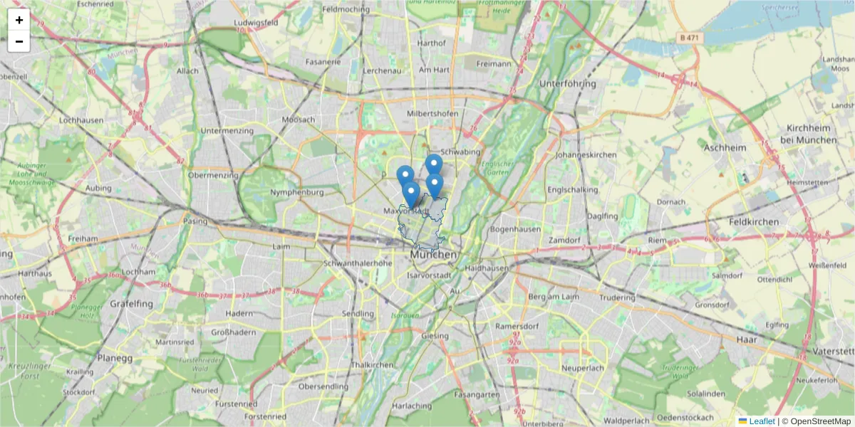 Karte des Postleitzahlen Bereichs  und der umliegenden Postleitzahlen in Deutschland