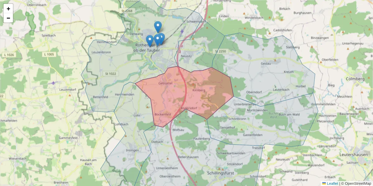 Karte des Postleitzahlen Bereichs  und der umliegenden Postleitzahlen in Deutschland