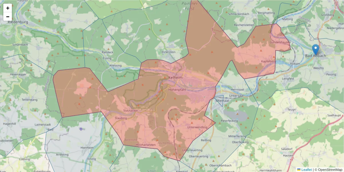 Karte des Postleitzahlen Bereichs  und der umliegenden Postleitzahlen in Deutschland