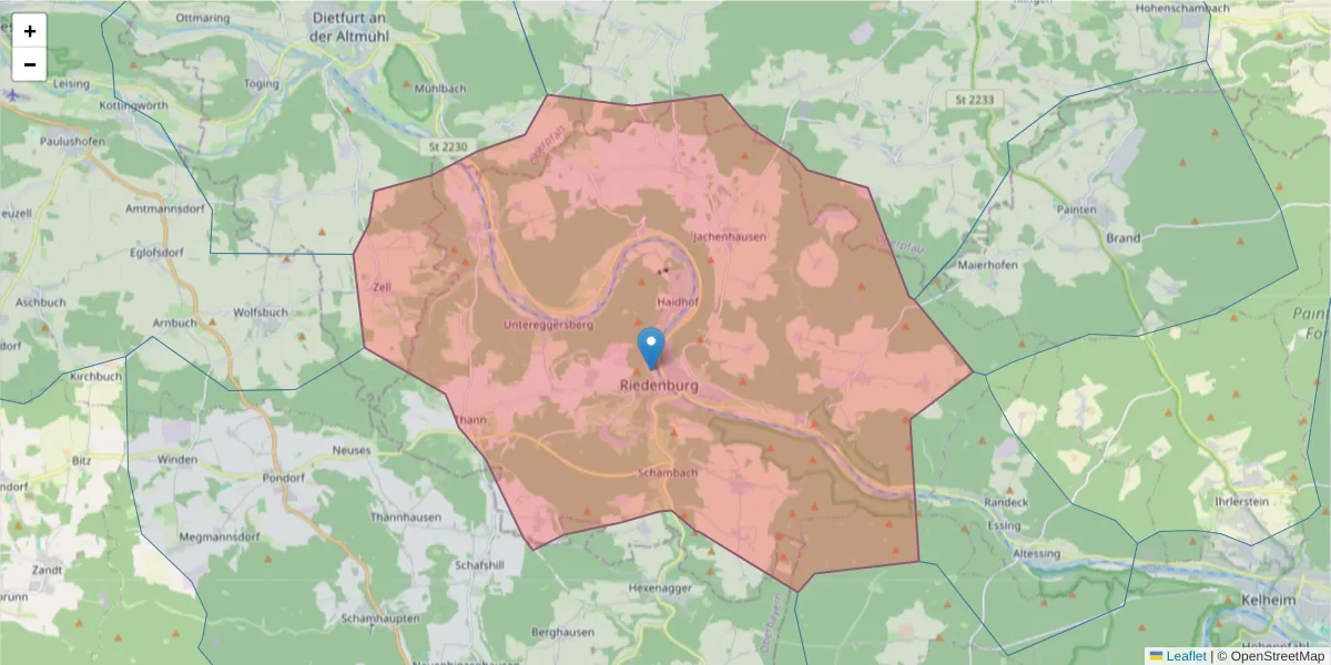 Karte des Postleitzahlen Bereichs  und der umliegenden Postleitzahlen in Deutschland