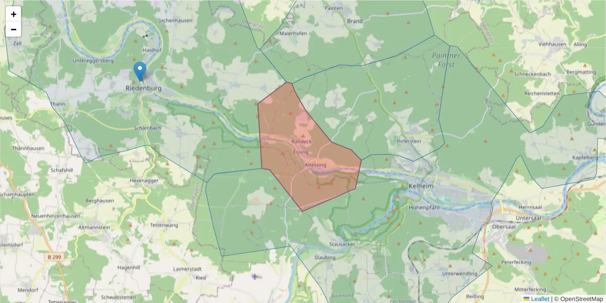 Karte des Postleitzahlen Bereichs  und der umliegenden Postleitzahlen in Deutschland