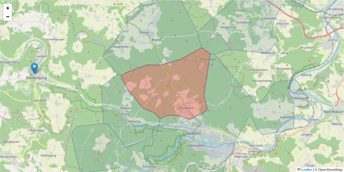 Karte des Postleitzahlen Bereichs  und der umliegenden Postleitzahlen in Deutschland