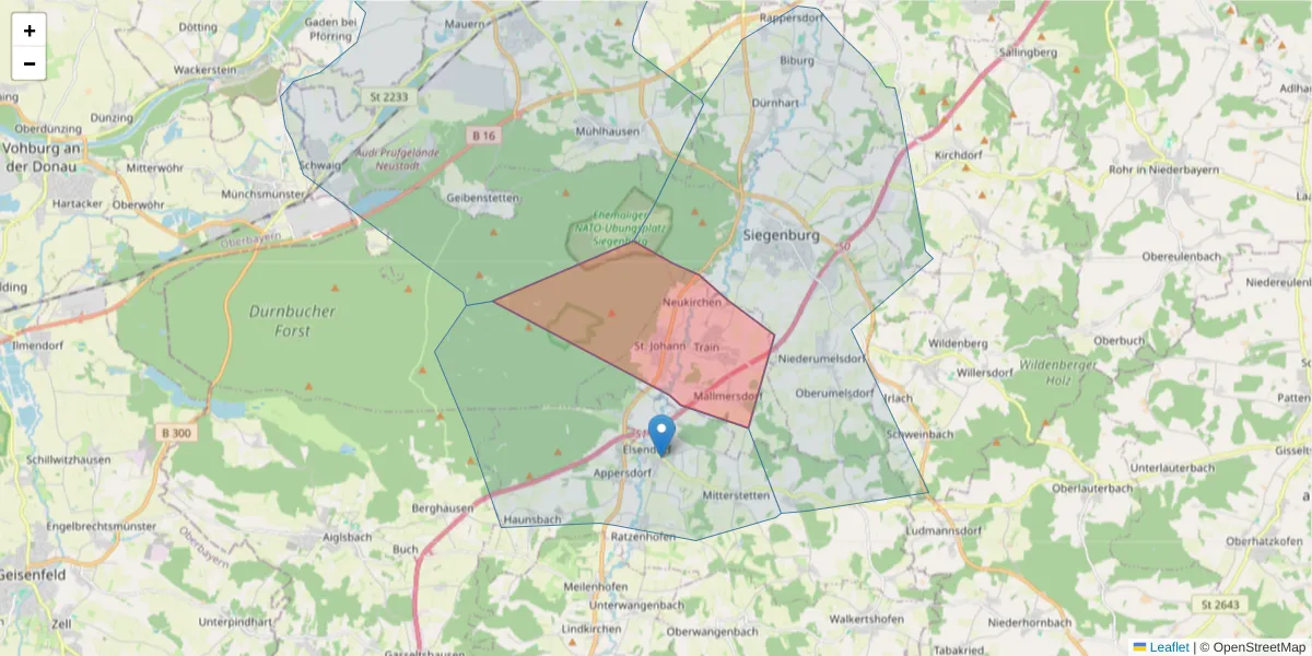 Karte des Postleitzahlen Bereichs  und der umliegenden Postleitzahlen in Deutschland