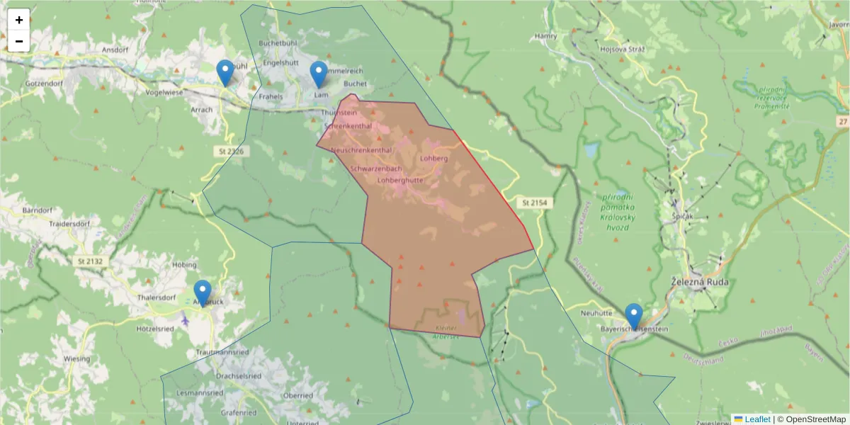 Karte des Postleitzahlen Bereichs  und der umliegenden Postleitzahlen in Deutschland