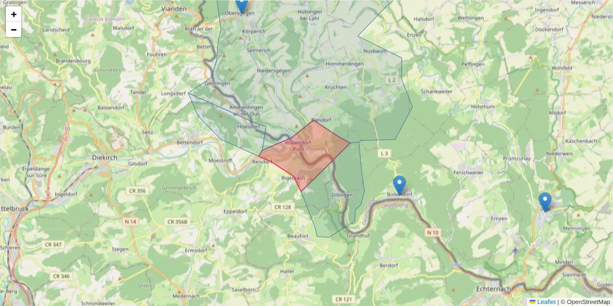 Karte des Postleitzahlen Bereichs  und der umliegenden Postleitzahlen in Deutschland