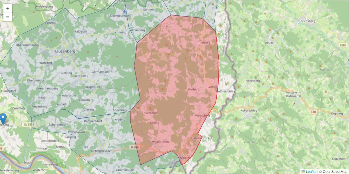 Karte des Postleitzahlen Bereichs  und der umliegenden Postleitzahlen in Deutschland