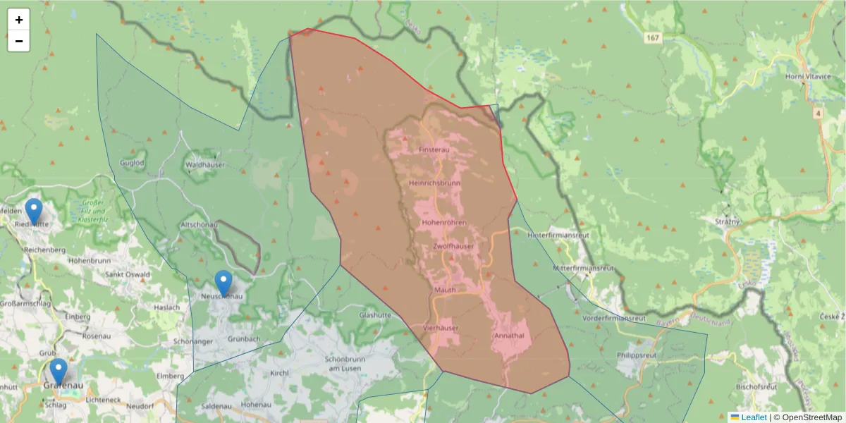 Karte des Postleitzahlen Bereichs  und der umliegenden Postleitzahlen in Deutschland