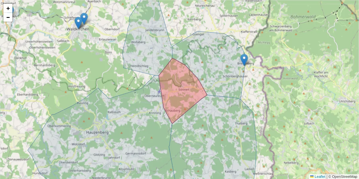 Karte des Postleitzahlen Bereichs  und der umliegenden Postleitzahlen in Deutschland