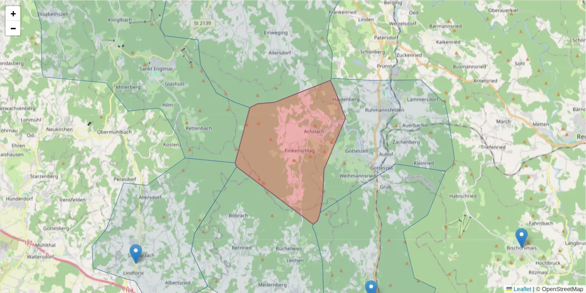Karte des Postleitzahlen Bereichs  und der umliegenden Postleitzahlen in Deutschland