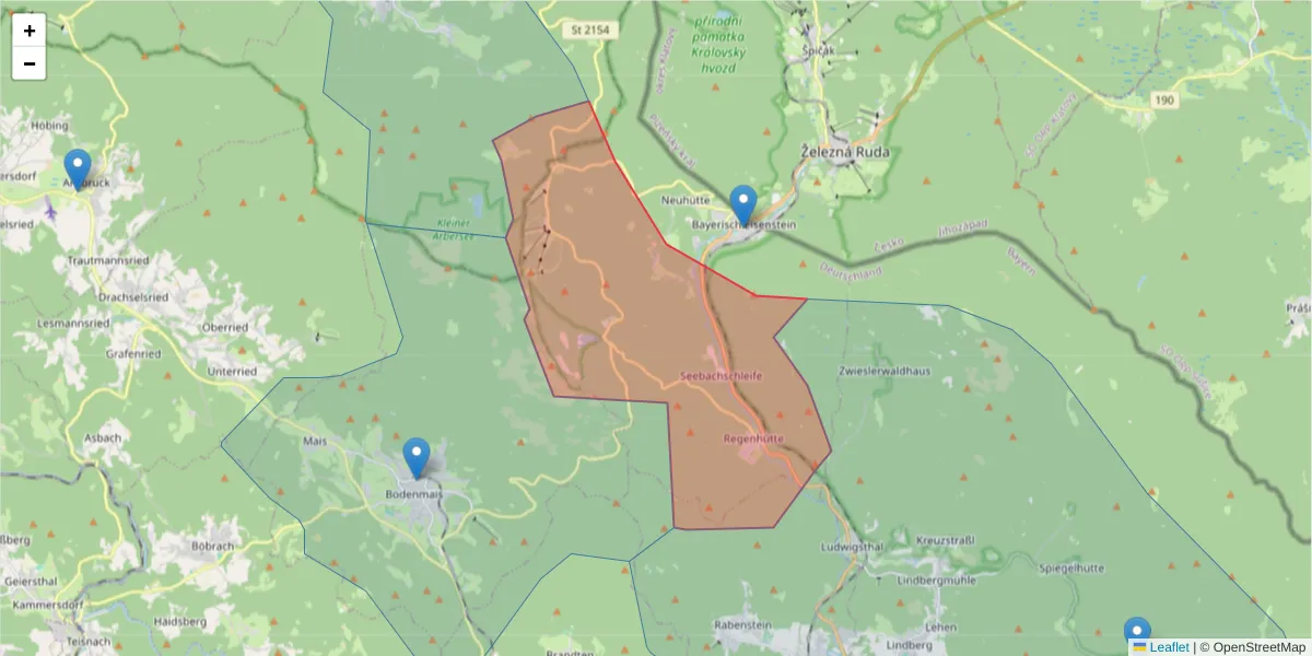 Karte des Postleitzahlen Bereichs  und der umliegenden Postleitzahlen in Deutschland