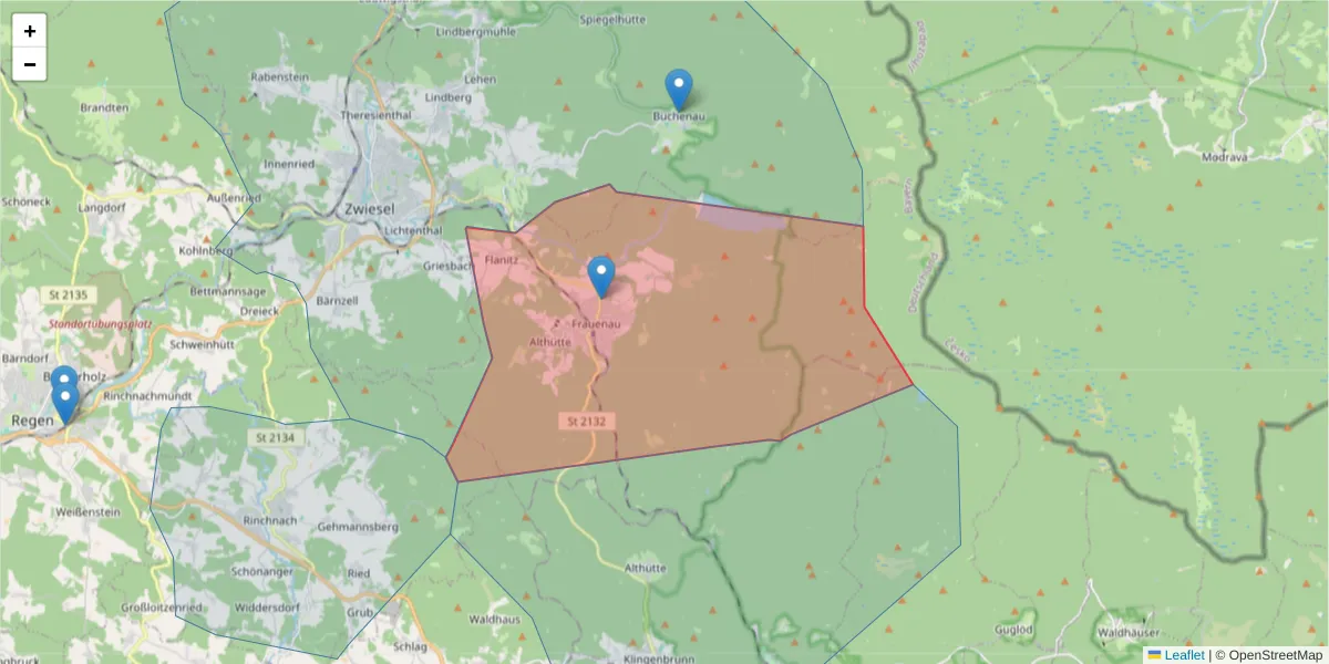 Karte des Postleitzahlen Bereichs  und der umliegenden Postleitzahlen in Deutschland