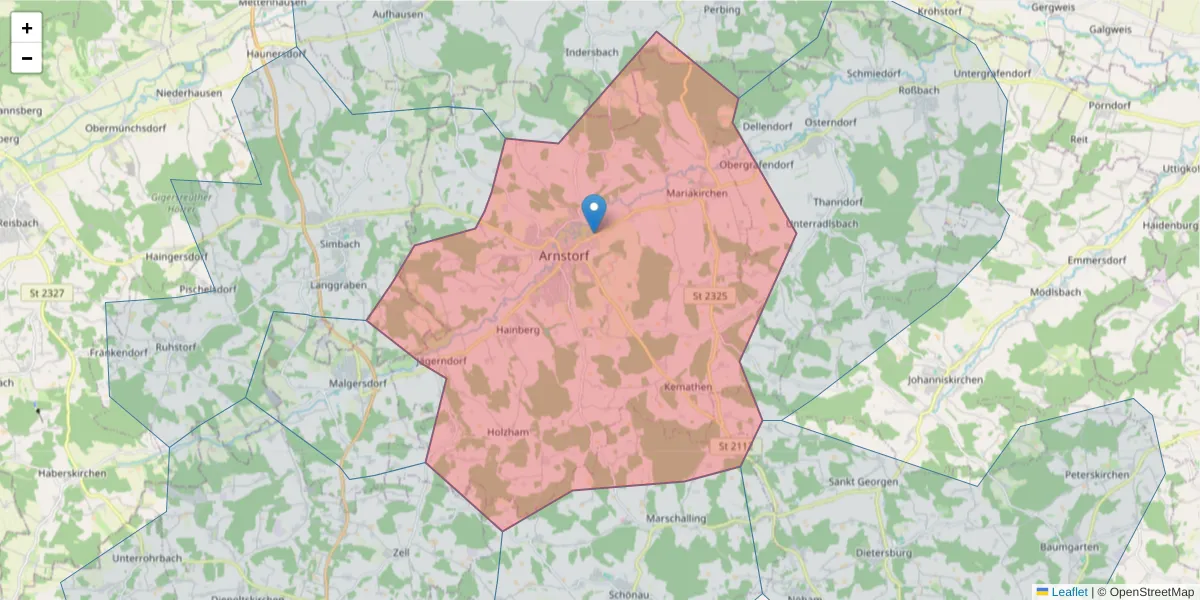 Karte des Postleitzahlen Bereichs  und der umliegenden Postleitzahlen in Deutschland