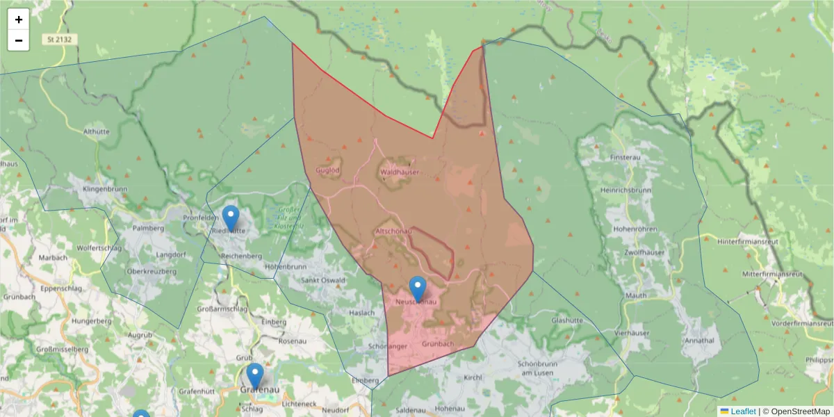 Karte des Postleitzahlen Bereichs  und der umliegenden Postleitzahlen in Deutschland