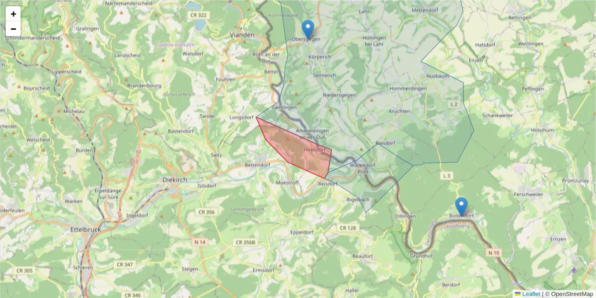 Karte des Postleitzahlen Bereichs  und der umliegenden Postleitzahlen in Deutschland