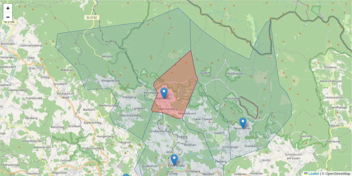 Karte des Postleitzahlen Bereichs  und der umliegenden Postleitzahlen in Deutschland
