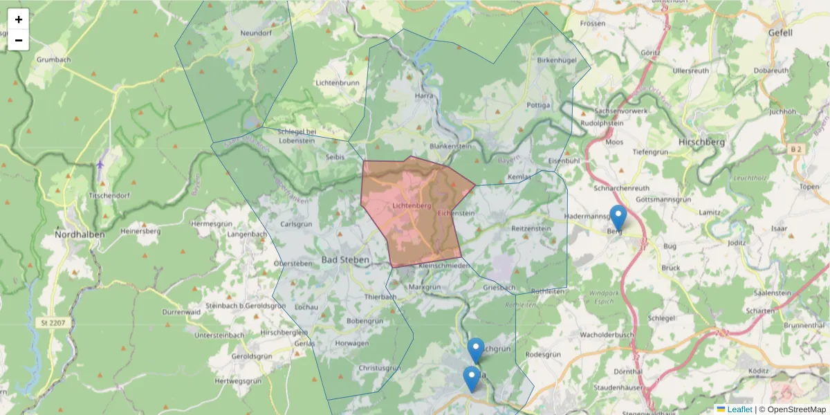 Karte des Postleitzahlen Bereichs  und der umliegenden Postleitzahlen in Deutschland