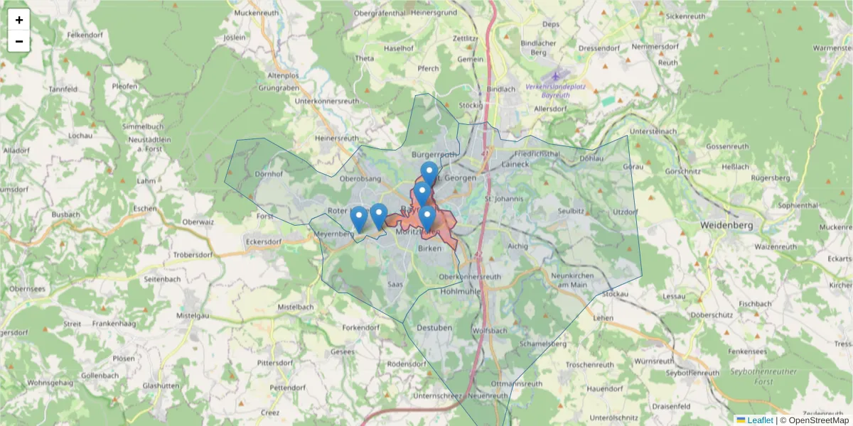 Karte des Postleitzahlen Bereichs  und der umliegenden Postleitzahlen in Deutschland