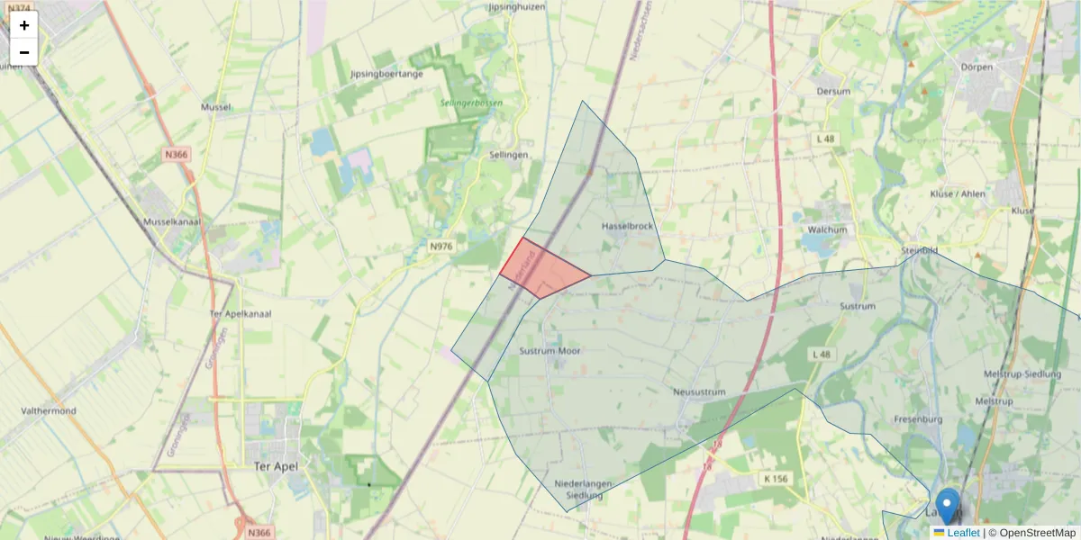 Karte des Postleitzahlen Bereichs  und der umliegenden Postleitzahlen in Deutschland