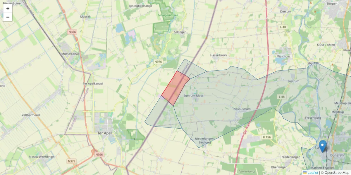 Karte des Postleitzahlen Bereichs  und der umliegenden Postleitzahlen in Deutschland