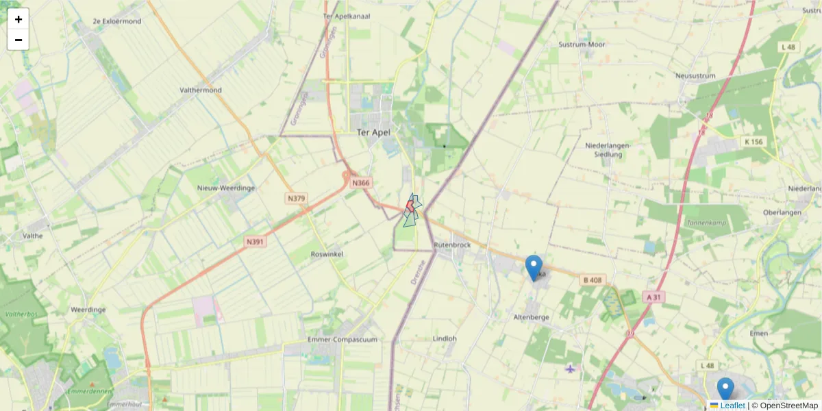 Karte des Postleitzahlen Bereichs  und der umliegenden Postleitzahlen in Deutschland