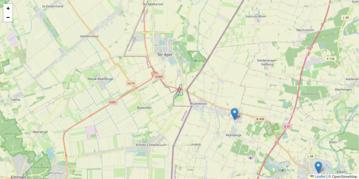 Karte des Postleitzahlen Bereichs  und der umliegenden Postleitzahlen in Deutschland