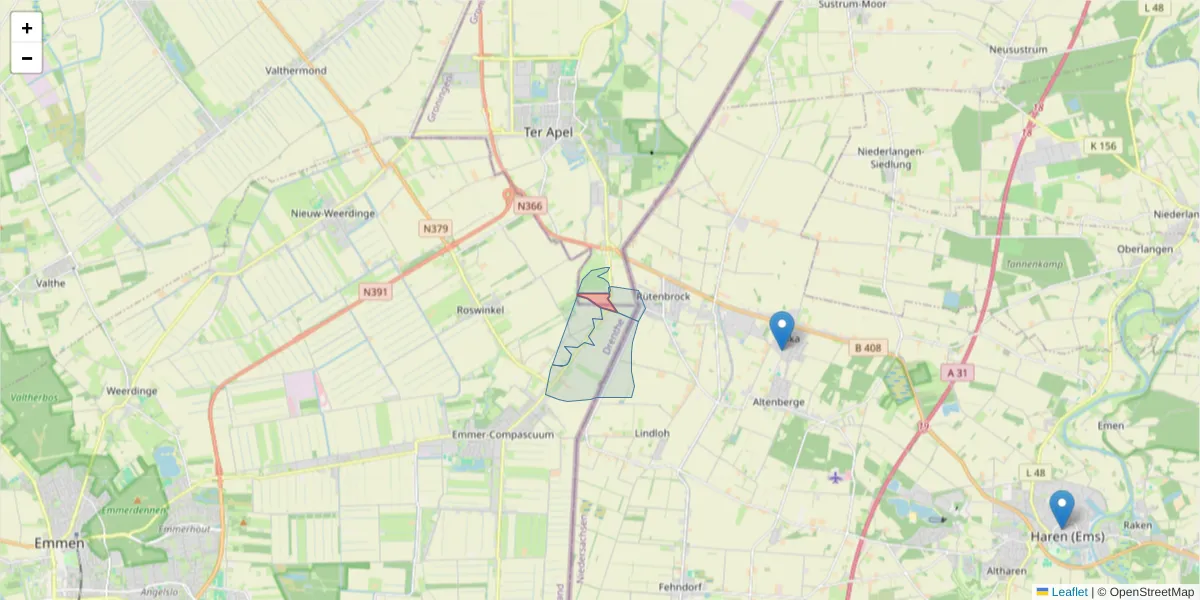 Karte des Postleitzahlen Bereichs  und der umliegenden Postleitzahlen in Deutschland