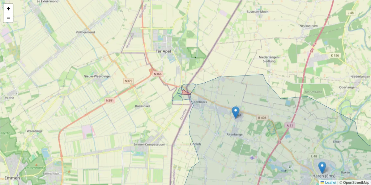 Karte des Postleitzahlen Bereichs  und der umliegenden Postleitzahlen in Deutschland