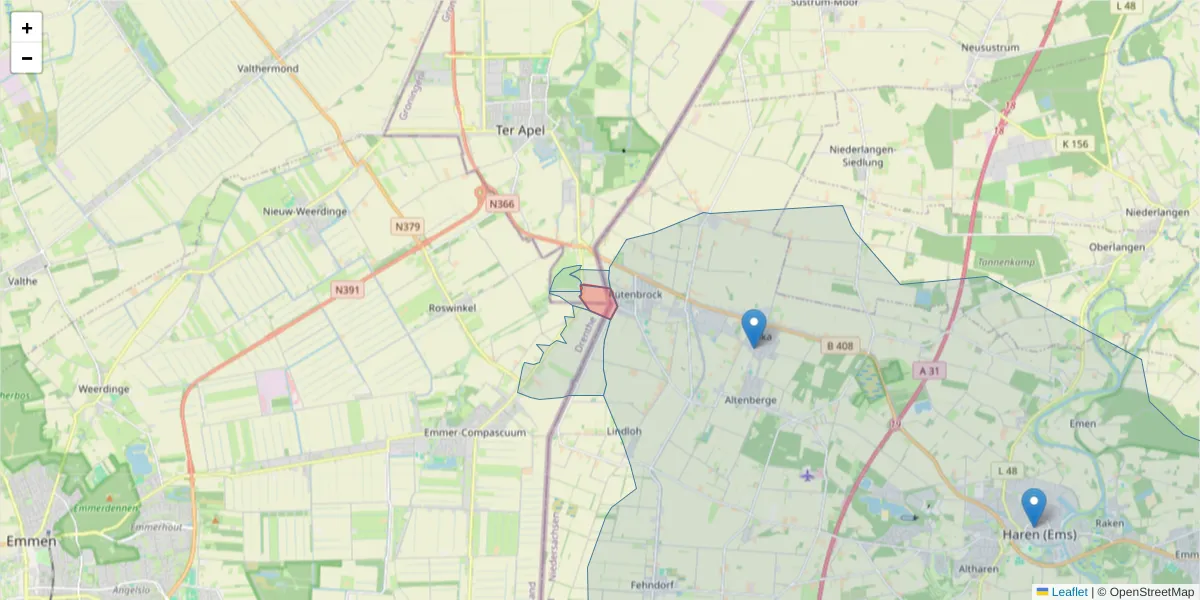 Karte des Postleitzahlen Bereichs  und der umliegenden Postleitzahlen in Deutschland