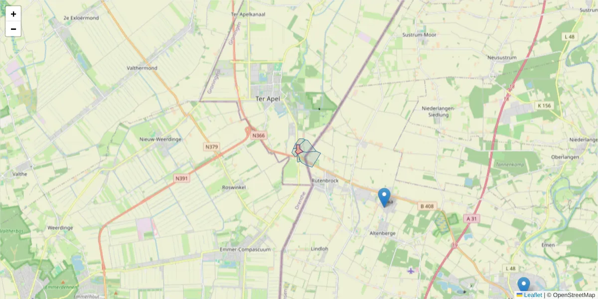 Karte des Postleitzahlen Bereichs  und der umliegenden Postleitzahlen in Deutschland