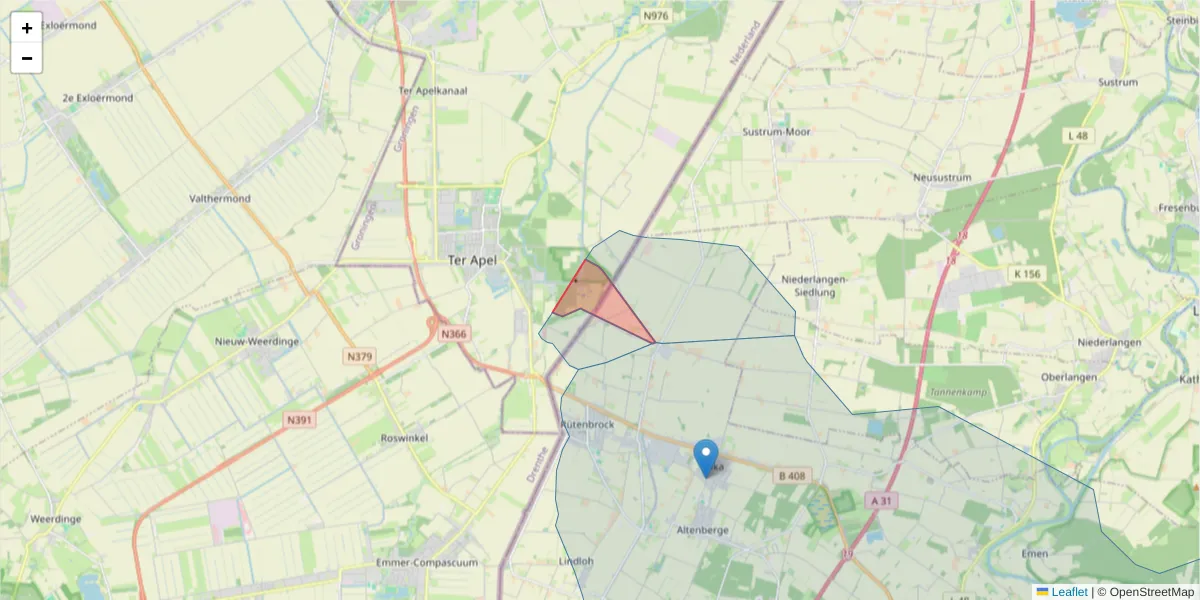Karte des Postleitzahlen Bereichs  und der umliegenden Postleitzahlen in Deutschland
