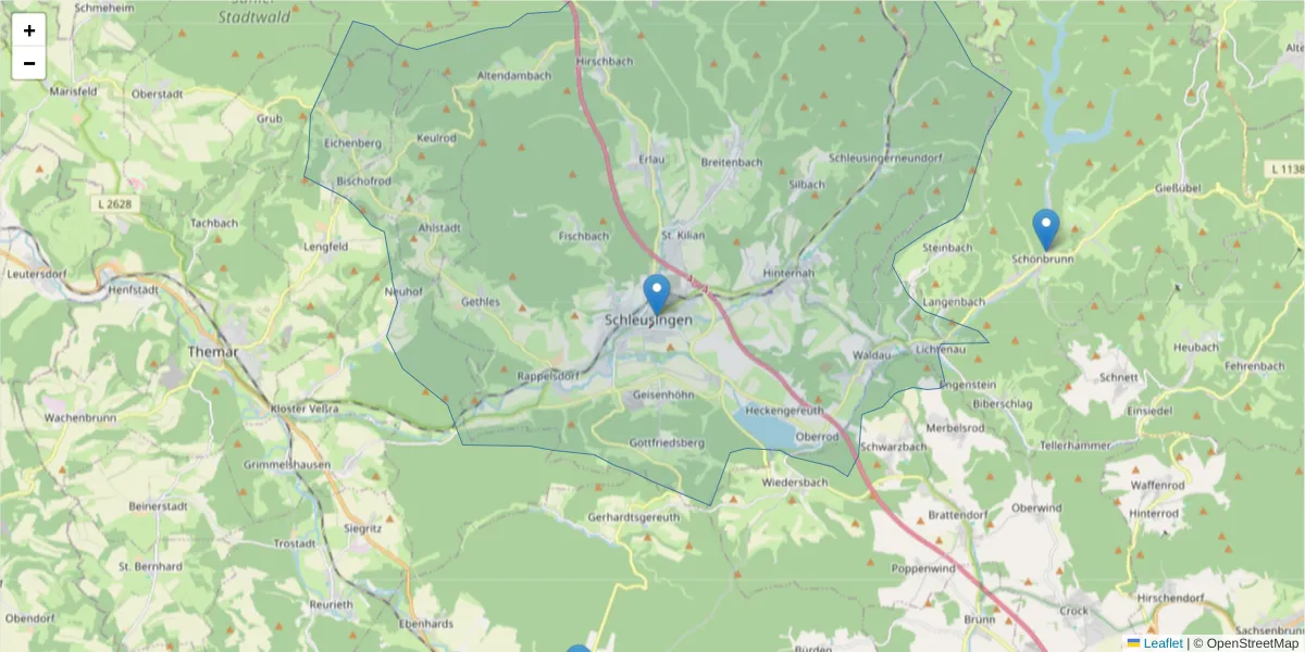 Karte des Postleitzahlen Bereichs  und der umliegenden Postleitzahlen in Deutschland