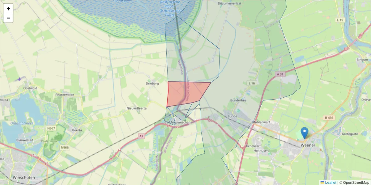 Karte des Postleitzahlen Bereichs  und der umliegenden Postleitzahlen in Deutschland