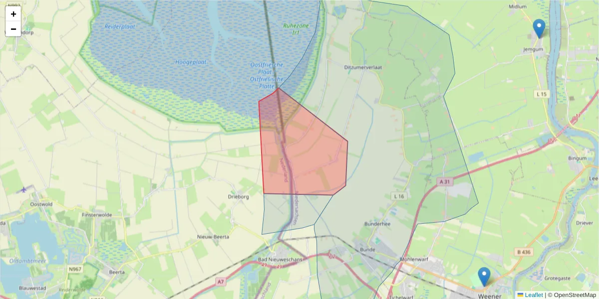Karte des Postleitzahlen Bereichs  und der umliegenden Postleitzahlen in Deutschland