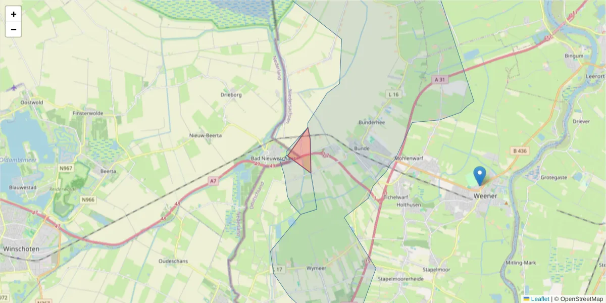 Karte des Postleitzahlen Bereichs  und der umliegenden Postleitzahlen in Deutschland
