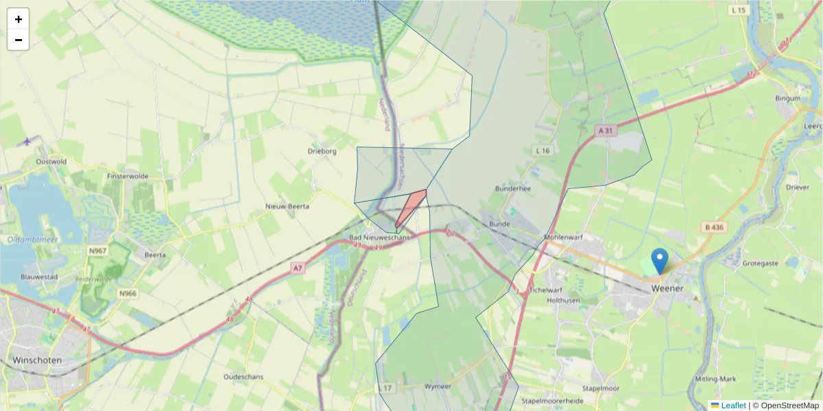 Karte des Postleitzahlen Bereichs  und der umliegenden Postleitzahlen in Deutschland