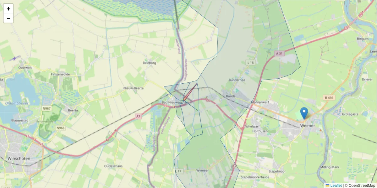 Karte des Postleitzahlen Bereichs  und der umliegenden Postleitzahlen in Deutschland