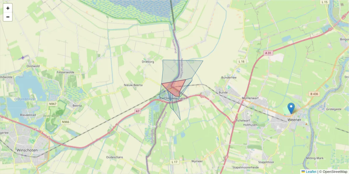 Karte des Postleitzahlen Bereichs  und der umliegenden Postleitzahlen in Deutschland