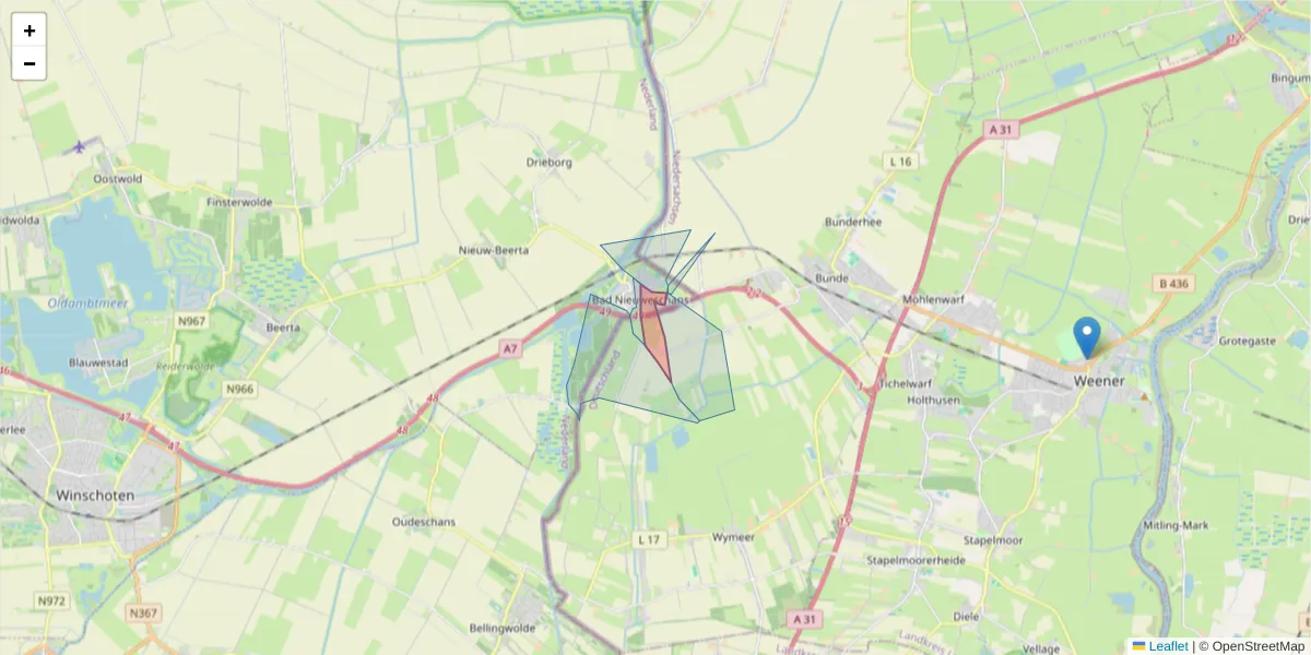 Karte des Postleitzahlen Bereichs  und der umliegenden Postleitzahlen in Deutschland