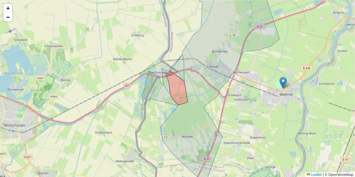 Karte des Postleitzahlen Bereichs  und der umliegenden Postleitzahlen in Deutschland