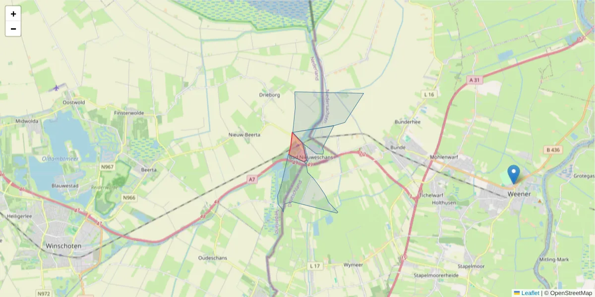 Karte des Postleitzahlen Bereichs  und der umliegenden Postleitzahlen in Deutschland