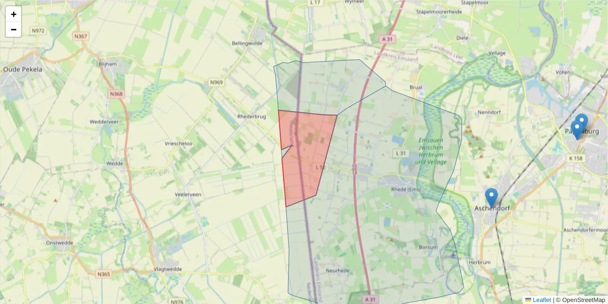 Karte des Postleitzahlen Bereichs  und der umliegenden Postleitzahlen in Deutschland