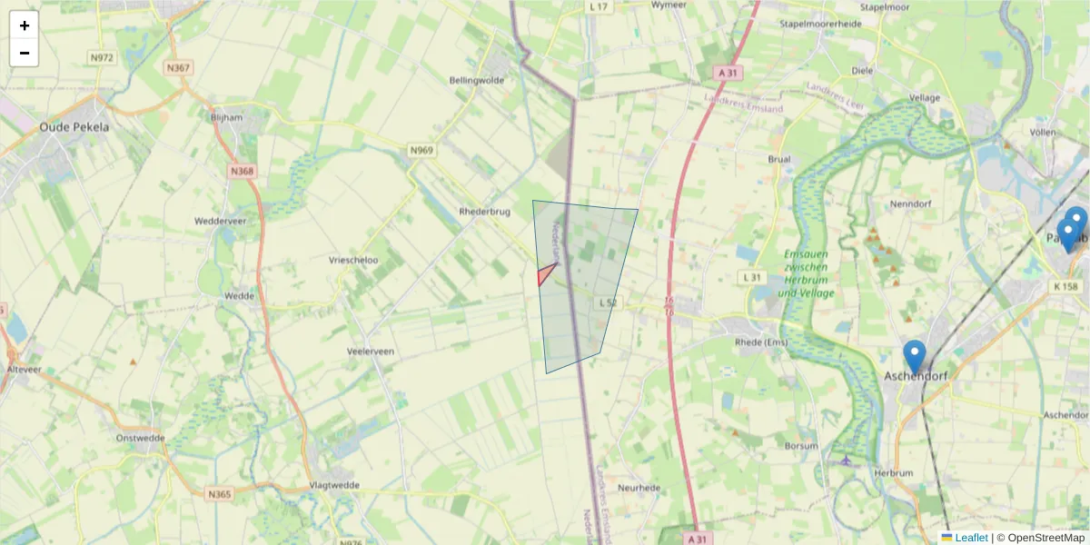 Karte des Postleitzahlen Bereichs  und der umliegenden Postleitzahlen in Deutschland