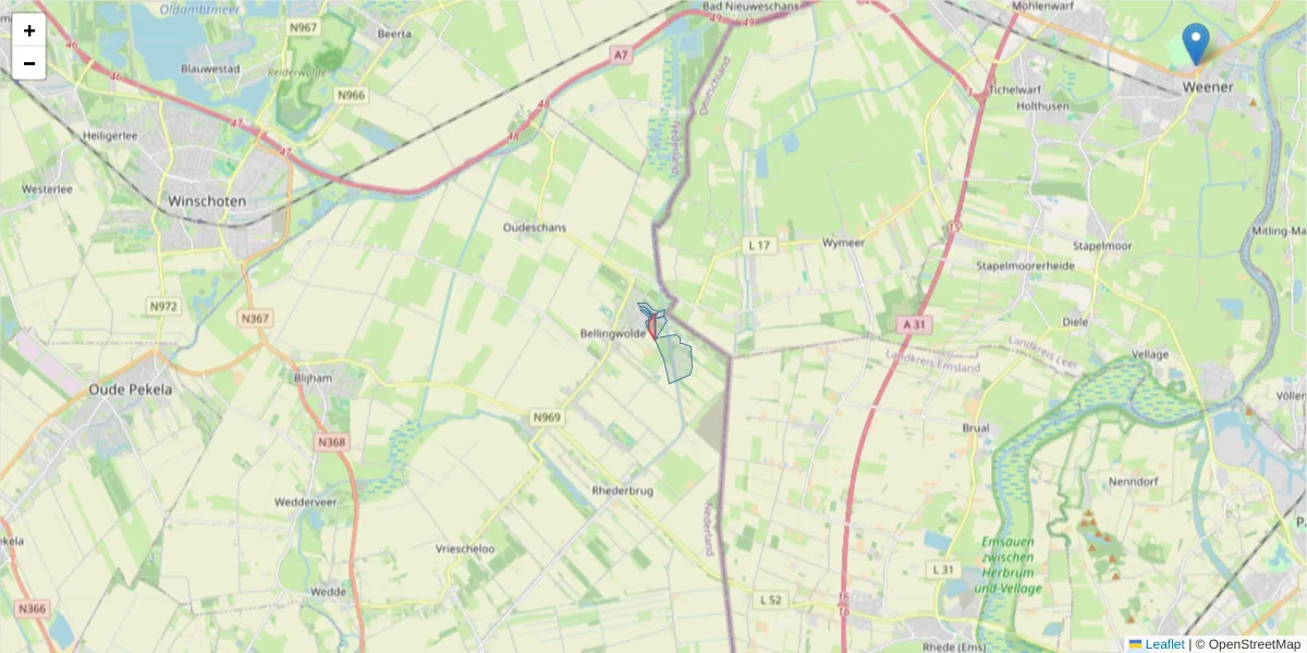 Karte des Postleitzahlen Bereichs  und der umliegenden Postleitzahlen in Deutschland