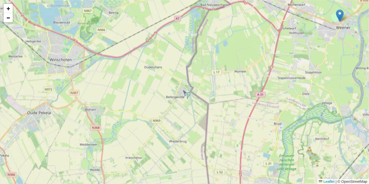 Karte des Postleitzahlen Bereichs  und der umliegenden Postleitzahlen in Deutschland