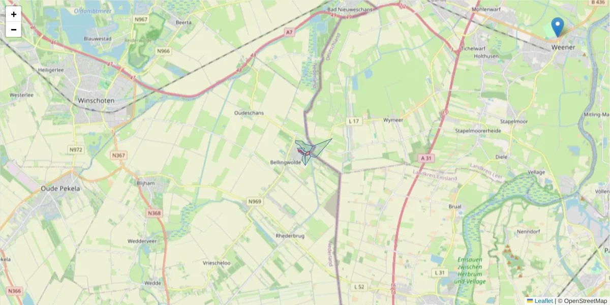 Karte des Postleitzahlen Bereichs  und der umliegenden Postleitzahlen in Deutschland