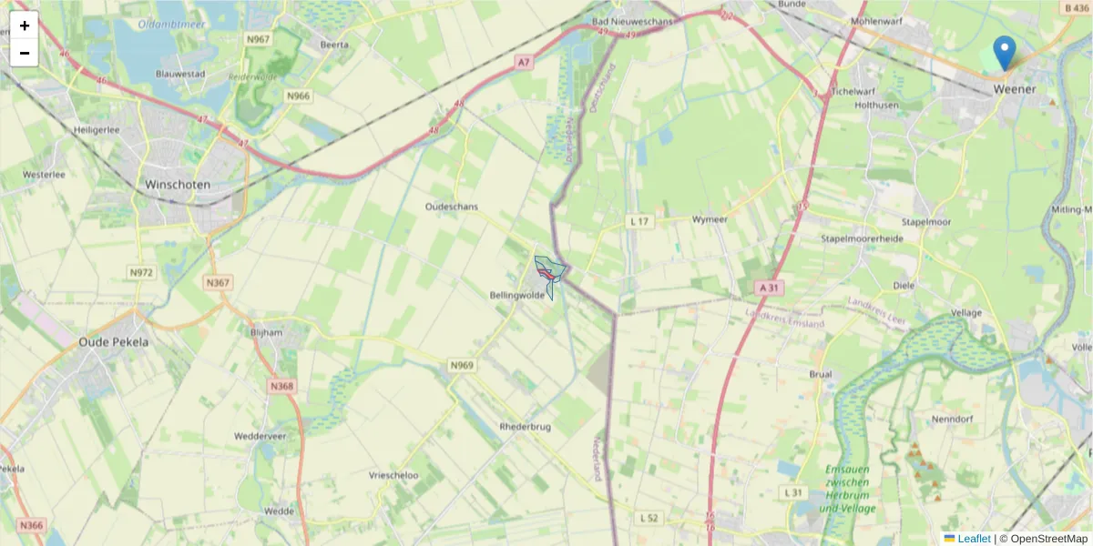 Karte des Postleitzahlen Bereichs  und der umliegenden Postleitzahlen in Deutschland