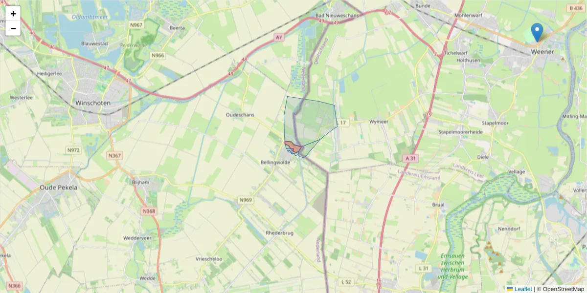 Karte des Postleitzahlen Bereichs  und der umliegenden Postleitzahlen in Deutschland